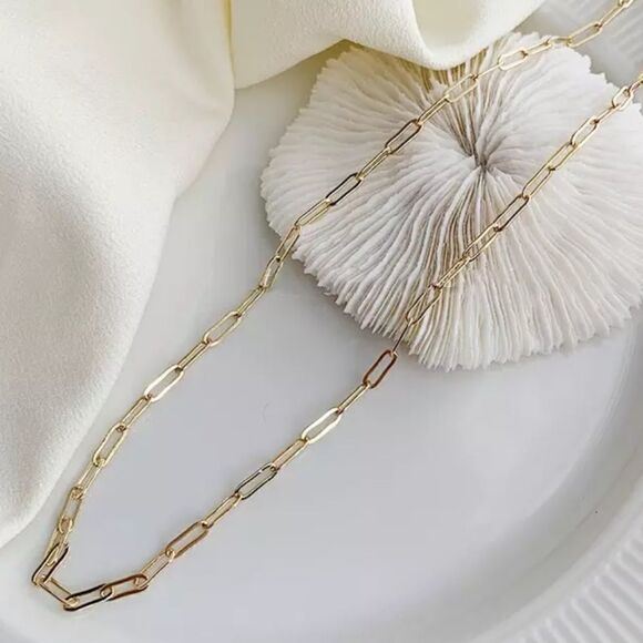 14k Gold / 925 Sterling Silver Rectangle Link Chain Necklace - Picture 5 of 12